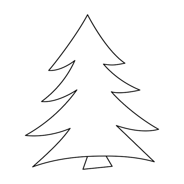 Vector blanco y negro abeto woodland o bosque siempre verde planta esquema ilustración árbol de navidad línea arte iconxa