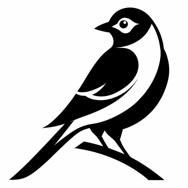 Un vector en blanco y negro e ilustración de una silueta de un pequeño pájaro