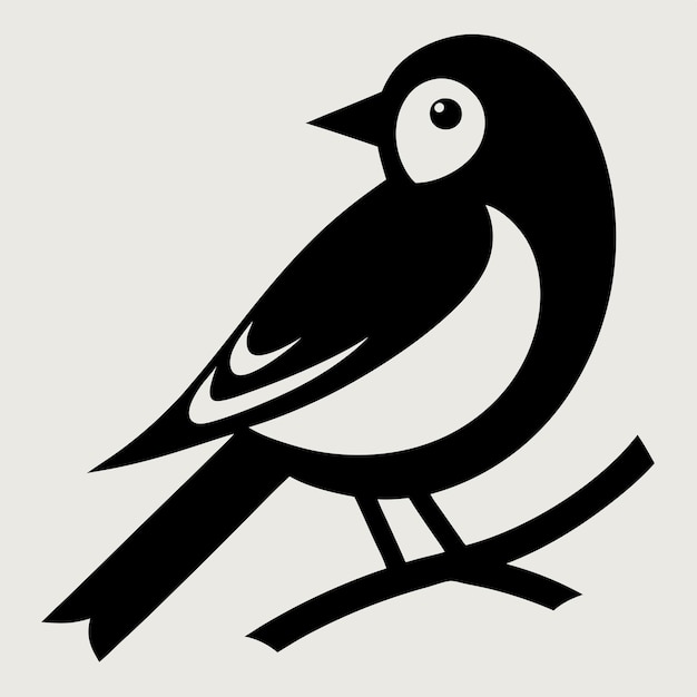 Un vector en blanco y negro e ilustración de una silueta de un pequeño pájaro