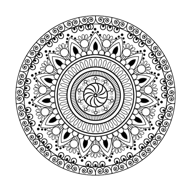 Vector blanco y negro mandala Ornamento Elemento redondo para el diseño Patrón oriental Gráficos vectoriales