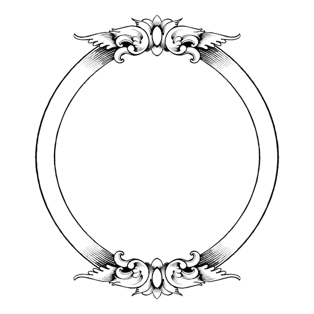 Vector, blanco y negro, ornamento, barroco, estilo vintage