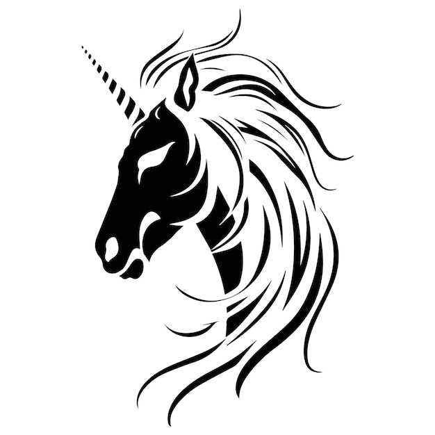 Vector blanco y negro de silueta de unicornio