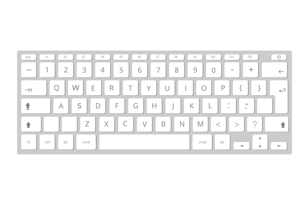 Vector vector blanco teclado de computadora móvil, teclado