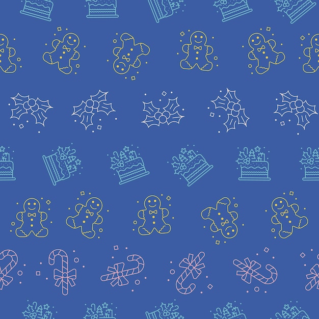 Vector Blue Christmas Candy, Muffin, trata el diseño de fondo de patrón de repetición sin costuras