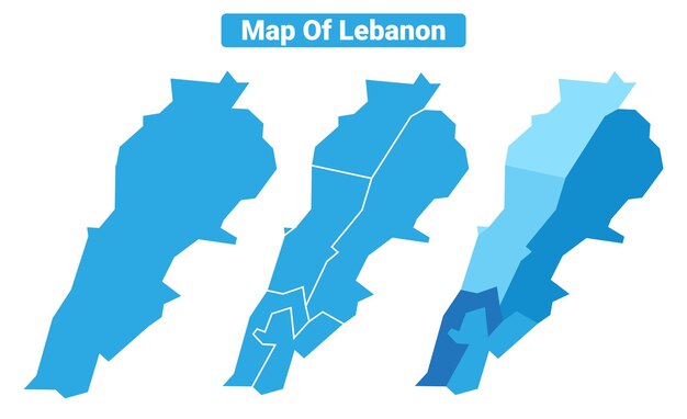 Vector Blue Lebanon mapa en diferentes estilos conjunto de ilustraciones del contorno de la frontera