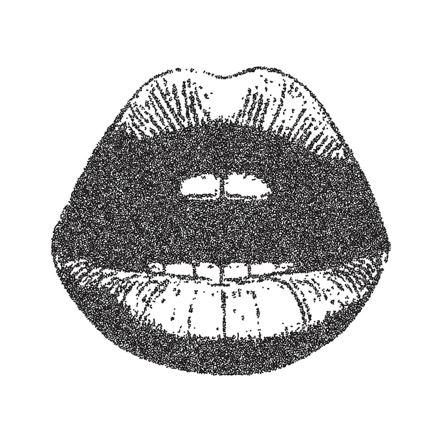 Vector boca abierta trendy fotocopia retro efecto de grano textura moderna de puntos punteados para el diseño grunge punk y2k