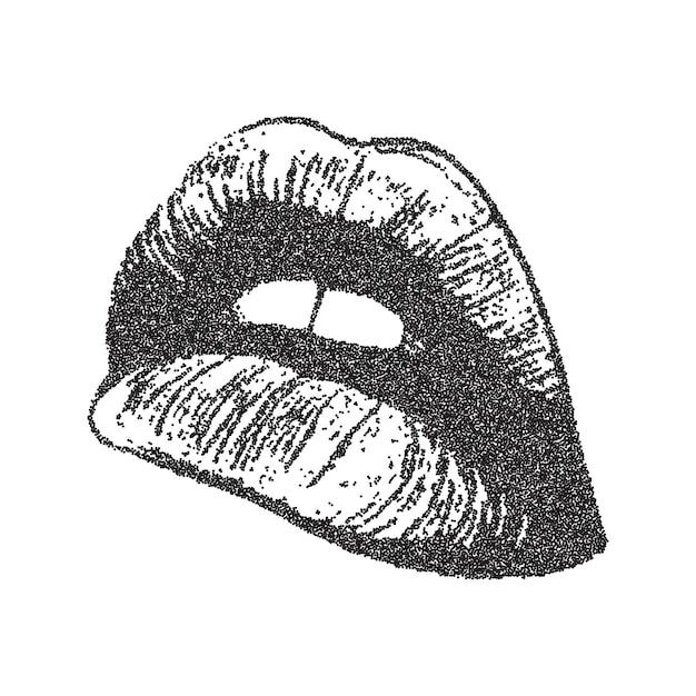 Vector boca de moda retro fotocopia efecto de grano moderna textura de puntos punteados para el diseño grunge punk y2k