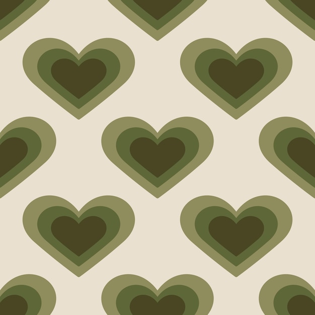 Vector boho verde paleta estética moda corazón forma de patrones sin fisuras