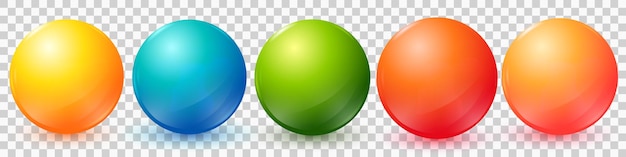 Vector bolas de colores con bengalas y sombra para iconos de placa aislados sobre fondo blanco eps10
