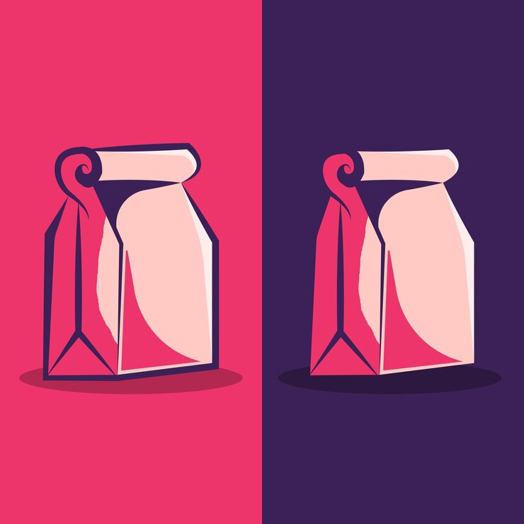 Vector vector de bolsa de comida en blanco para icono de maqueta u otro