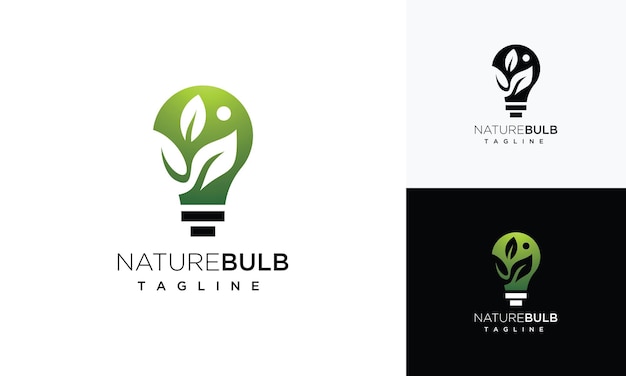 Vector de bombilla natural logotipo inspiración icono de logotipo vector combinación de luces y hojas naturales
