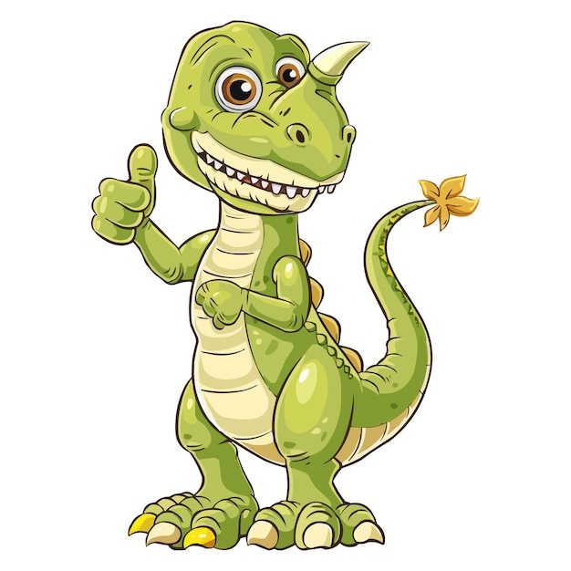 vector bonito dinosaurio de dibujos animados dando el pulgar hacia arriba