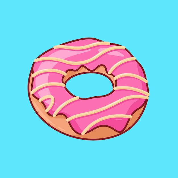 Vector bonito Donut con relleno rosado ilustración dibujos animados garabateo plano diseño vectorial de arte de líneas coloridas