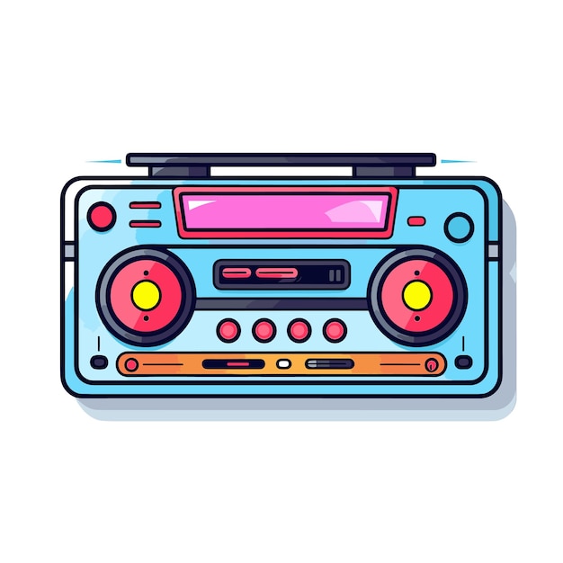 Vector vector de un boombox con un boombox más pequeño en la parte superior que crea una imagen lúdica y nostálgica