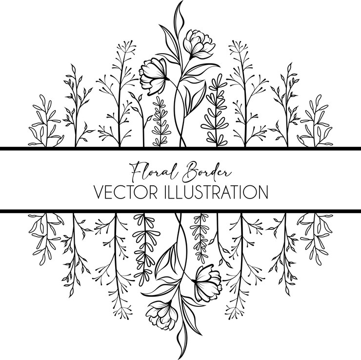 Vector de borde floral dividido decorativo para el nombre del título