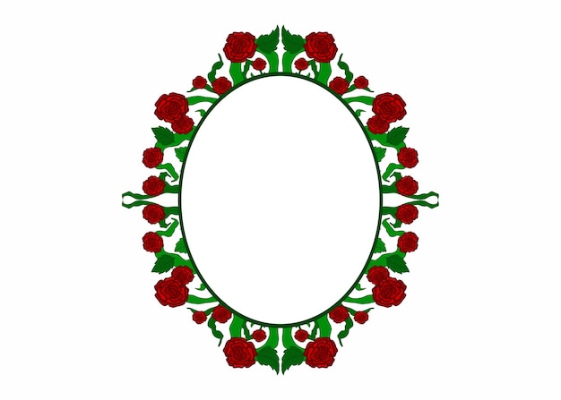 Vector de borde de marco de ornamentación de flora y rosas para diseño de decoración