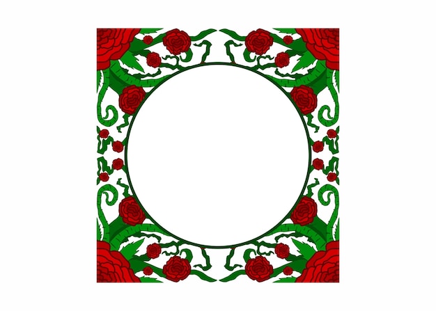 Vector de borde de marco de ornamentación de flora y rosas para diseño de decoración