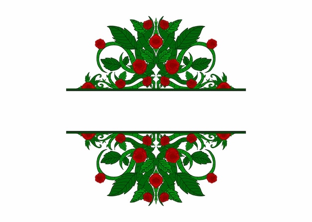 Vector de borde de marco de ornamentación de flora y rosas para diseño de decoración
