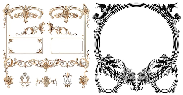 Vector de bordes y marcos decorativos de estilo Art Nouveau