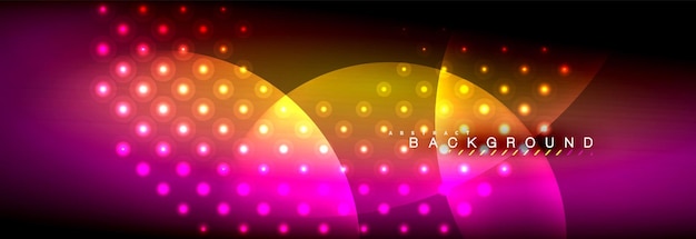 Vector borroso círculos brillantes de neón con luz fluida y líquida concepto energía magia fantástico fondo abstracto