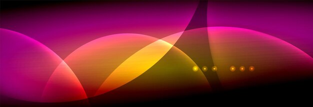 Vector borroso círculos brillantes de neón con luz fluida y líquida concepto energía magia fantástico fondo abstracto