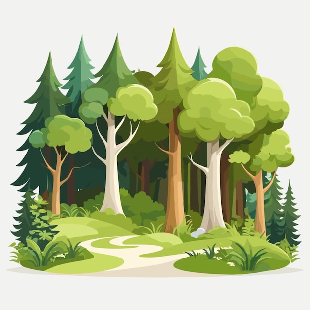 Vector de bosque sobre fondo blanco