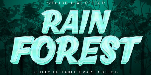 Vector de bosque tropical turquesa de dibujos animados Objeto inteligente totalmente editable Efecto de texto