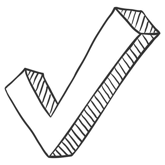 vector, bosquejo, ok, símbolo, sí, señal