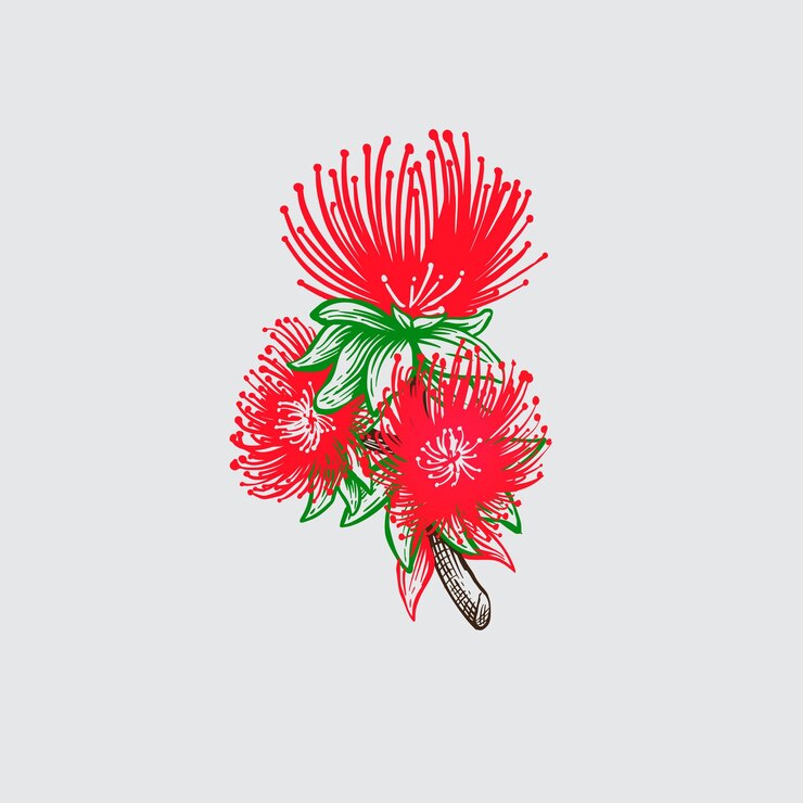 Vector vector botánico dibujado a mano ohia lehua
