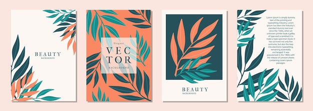 Vector botánico moderno Diseño de fondo en colores de moda para medios de invitación de cartones de banner