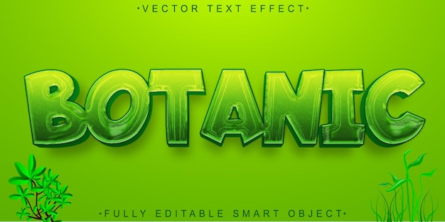 Vector botánico verde de dibujos animados Objeto inteligente totalmente editable Efecto de texto