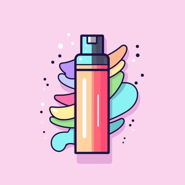 Vector vector de una botella de spray de colores en un fondo rosado