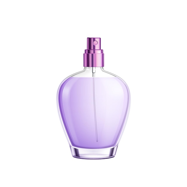 Vector botellas de vidrio de perfume púrpura realista