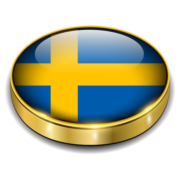 Vector de botón 3D de la bandera de Suecia Suecia