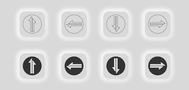Vector de botón de aplicación de símbolo de ilustración de colección de punteros de icono de conjunto de flechas