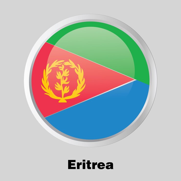 Vector vector botón bandera de eritrea en marco redondo
