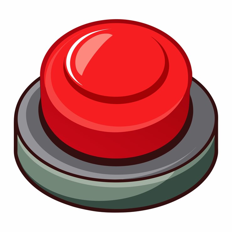 Vector vector de botón rojo perfecto para gráficos de emergencia y alerta