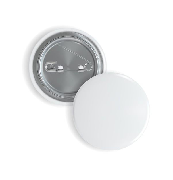 Vector de botones de pinas con insignias en blanco 3D detalladas y realistas