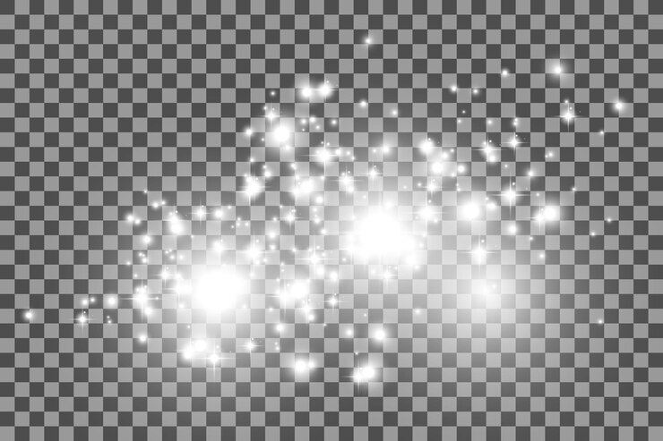 Vector vector brilla sobre un fondo transparente. patrón abstracto de navidad. partículas de polvo mágico espumoso.