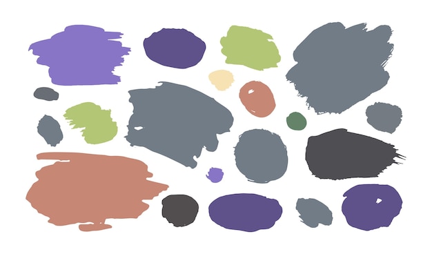 Vector brillante abstract conjunto de manchas de pintura dibujadas a mano