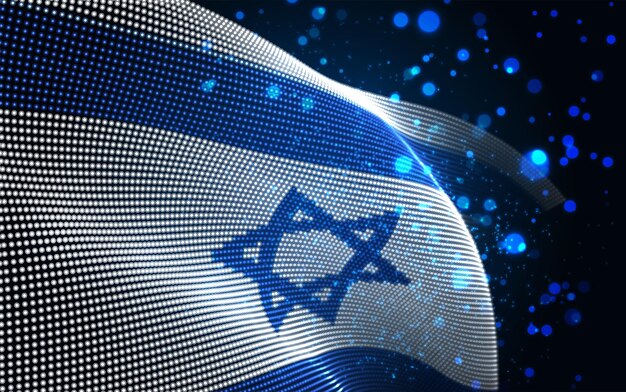 Vector brillante brillante bandera de país de puntos abstractos Israel