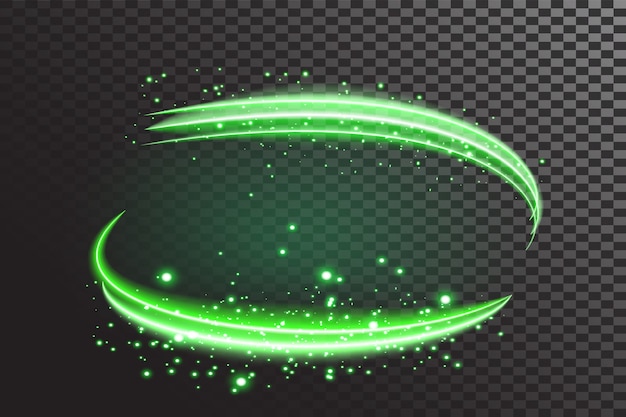 Vector Brillante neón espiral. Líneas de velocidad con efecto de luz sobre fondo transparente.