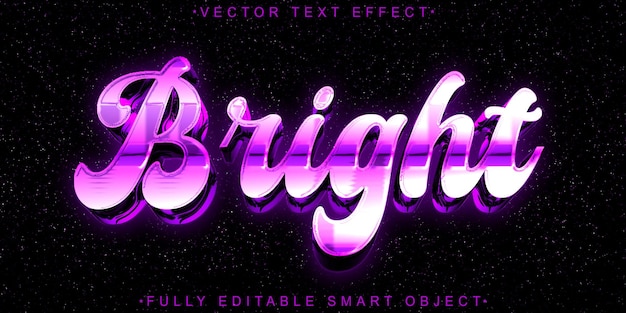 Vector vector brillante púrpura brillante totalmente editable efecto de texto de objeto inteligente