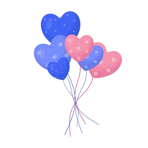 Vector brillantes globos de corazones voladores telón de fondo para el día de San Valentín
