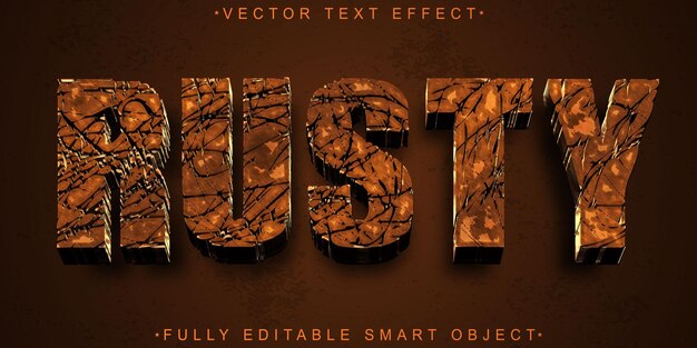 Vector de bronce oxidado desgastado Efecto de texto de objeto inteligente totalmente editable