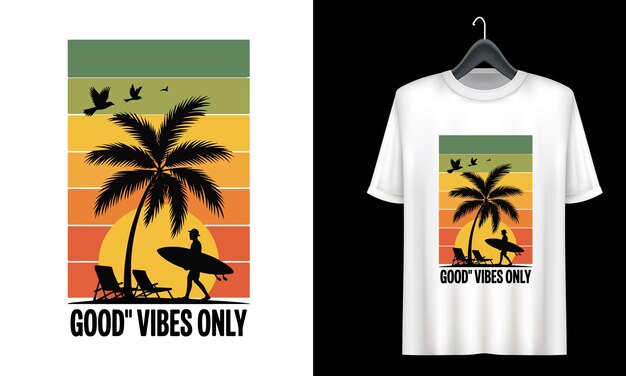 Vector buenas vibraciones sólo diseño de camiseta de verano