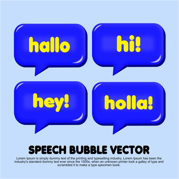 Vector de burbujas de habla hello hi holla hey