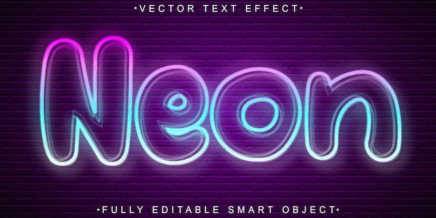 Vector de burbujas de neón Efecto de texto de objeto inteligente totalmente editable