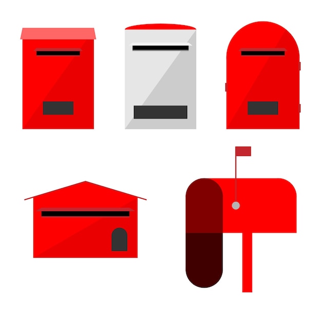 vector, buzón, caja roja, correo postal