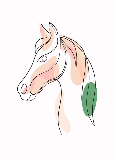 Vector de caballos de acuarela sobre un fondo blanco